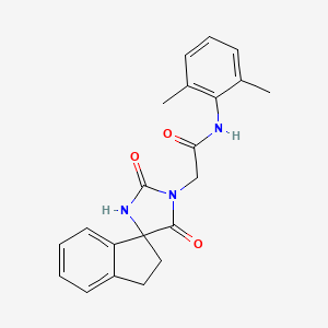 molecular formula C21H21N3O3 B7455039 N-(2,6-dimethylphenyl)-2-(2',5'-dioxospiro[1,2-dihydroindene-3,4'-imidazolidine]-1'-yl)acetamide 