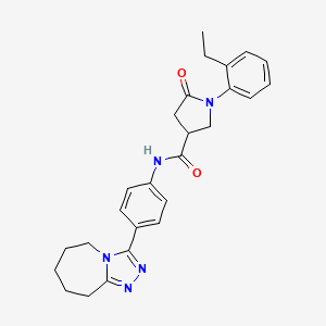 molecular formula C26H29N5O2 B7455052 1-(2-ethylphenyl)-5-oxo-N-[4-(6,7,8,9-tetrahydro-5H-[1,2,4]triazolo[4,3-a]azepin-3-yl)phenyl]pyrrolidine-3-carboxamide 