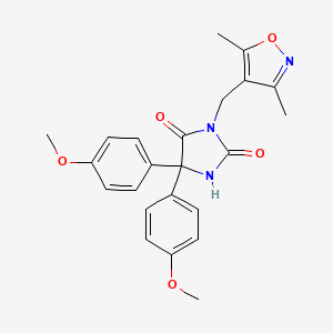 molecular formula C23H23N3O5 B7455103 3-[(3,5-Dimethyl-1,2-oxazol-4-yl)methyl]-5,5-bis(4-methoxyphenyl)imidazolidine-2,4-dione 