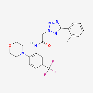molecular formula C21H21F3N6O2 B7455121 2-[5-(2-methylphenyl)tetrazol-2-yl]-N-[2-morpholin-4-yl-5-(trifluoromethyl)phenyl]acetamide 