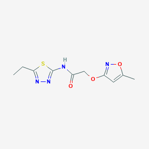 molecular formula C10H12N4O3S B7455152 N-(5-ethyl-1,3,4-thiadiazol-2-yl)-2-[(5-methyl-1,2-oxazol-3-yl)oxy]acetamide 