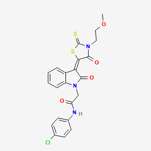 N-(4-chlorophenyl)-2-[(3E)-3-[3-(2-methoxyethyl)-4-oxo-2-sulfanylidene-1,3-thiazolidin-5-ylidene]-2-oxoindol-1-yl]acetamide