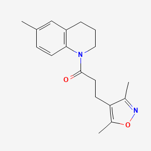 molecular formula C18H22N2O2 B7455201 3-(3,5-dimethyl-1,2-oxazol-4-yl)-1-(6-methyl-3,4-dihydro-2H-quinolin-1-yl)propan-1-one 