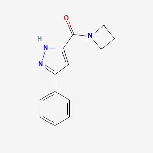 molecular formula C13H13N3O B7455264 azetidin-1-yl-(3-phenyl-1H-pyrazol-5-yl)methanone 