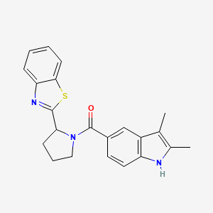 molecular formula C22H21N3OS B7455270 [2-(1,3-benzothiazol-2-yl)pyrrolidin-1-yl]-(2,3-dimethyl-1H-indol-5-yl)methanone 