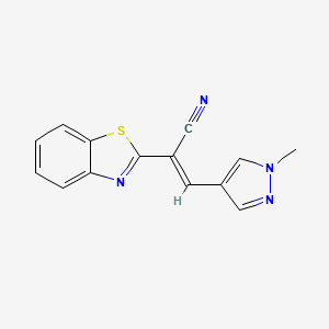 molecular formula C14H10N4S B7455275 (E)-2-(1,3-benzothiazol-2-yl)-3-(1-methylpyrazol-4-yl)prop-2-enenitrile 