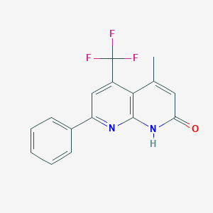 molecular formula C16H11F3N2O B7455311 4-methyl-7-phenyl-5-(trifluoromethyl)-1H-1,8-naphthyridin-2-one 