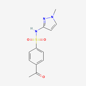molecular formula C12H13N3O3S B7455319 4-acetyl-N-(1-methylpyrazol-3-yl)benzenesulfonamide 
