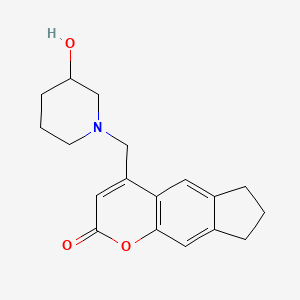 molecular formula C18H21NO3 B7455333 4-[(3-hydroxypiperidin-1-yl)methyl]-7,8-dihydro-6H-cyclopenta[g]chromen-2-one 