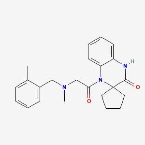 molecular formula C23H27N3O2 B7455346 4-[2-[methyl-[(2-methylphenyl)methyl]amino]acetyl]spiro[1H-quinoxaline-3,1'-cyclopentane]-2-one 