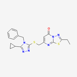 molecular formula C20H20N6OS2 B7455361 7-[(4-Benzyl-5-cyclopropyl-1,2,4-triazol-3-yl)sulfanylmethyl]-2-ethyl-[1,3,4]thiadiazolo[3,2-a]pyrimidin-5-one 