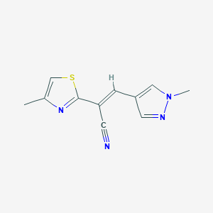 molecular formula C11H10N4S B7455402 (E)-3-(1-methylpyrazol-4-yl)-2-(4-methyl-1,3-thiazol-2-yl)prop-2-enenitrile 