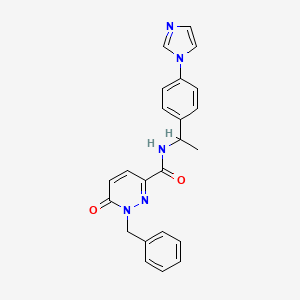 molecular formula C23H21N5O2 B7455407 1-benzyl-N-[1-(4-imidazol-1-ylphenyl)ethyl]-6-oxopyridazine-3-carboxamide 