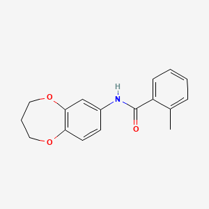 molecular formula C17H17NO3 B7455419 N-(3,4-dihydro-2H-1,5-benzodioxepin-7-yl)-2-methylbenzamide 