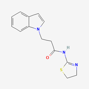 molecular formula C14H15N3OS B7455427 N-(4,5-dihydro-1,3-thiazol-2-yl)-3-indol-1-ylpropanamide 