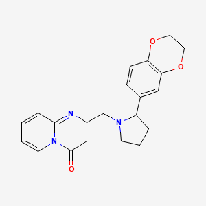 molecular formula C22H23N3O3 B7455442 2-[[2-(2,3-Dihydro-1,4-benzodioxin-6-yl)pyrrolidin-1-yl]methyl]-6-methylpyrido[1,2-a]pyrimidin-4-one 