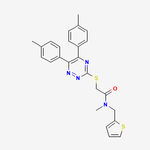 2-[[5,6-bis(4-methylphenyl)-1,2,4-triazin-3-yl]sulfanyl]-N-methyl-N-(thiophen-2-ylmethyl)acetamide