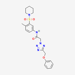 molecular formula C22H26N6O4S B7455511 N-(4-methyl-3-piperidin-1-ylsulfonylphenyl)-2-[5-(phenoxymethyl)tetrazol-2-yl]acetamide 