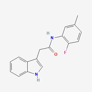 molecular formula C17H15FN2O B7455519 N-(2-fluoro-5-methylphenyl)-2-(1H-indol-3-yl)acetamide 