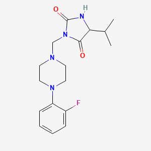 molecular formula C17H23FN4O2 B7455565 3-[[4-(2-Fluorophenyl)piperazin-1-yl]methyl]-5-propan-2-ylimidazolidine-2,4-dione 