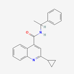 molecular formula C21H20N2O B7455612 2-cyclopropyl-N-(1-phenylethyl)quinoline-4-carboxamide 