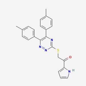 2-[[5,6-bis(4-methylphenyl)-1,2,4-triazin-3-yl]sulfanyl]-1-(1H-pyrrol-2-yl)ethanone