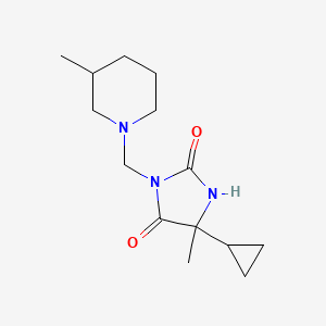 molecular formula C14H23N3O2 B7455647 5-Cyclopropyl-5-methyl-3-[(3-methylpiperidin-1-yl)methyl]imidazolidine-2,4-dione 