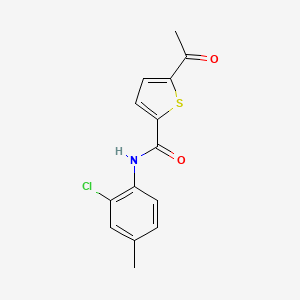 molecular formula C14H12ClNO2S B7455668 5-acetyl-N-(2-chloro-4-methylphenyl)thiophene-2-carboxamide 
