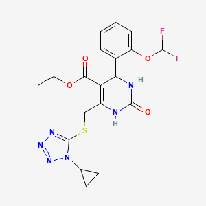 molecular formula C19H20F2N6O4S B7455693 ethyl 6-[(1-cyclopropyltetrazol-5-yl)sulfanylmethyl]-4-[2-(difluoromethoxy)phenyl]-2-oxo-3,4-dihydro-1H-pyrimidine-5-carboxylate 