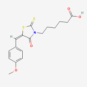 molecular formula C17H19NO4S2 B7455715 6-[(5E)-5-(4-methoxybenzylidene)-4-oxo-2-thioxo-1,3-thiazolidin-3-yl]hexanoic acid 