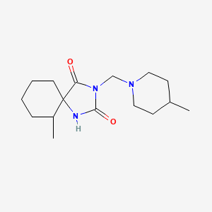 molecular formula C16H27N3O2 B7455720 6-Methyl-3-[(4-methylpiperidin-1-yl)methyl]-1,3-diazaspiro[4.5]decane-2,4-dione 