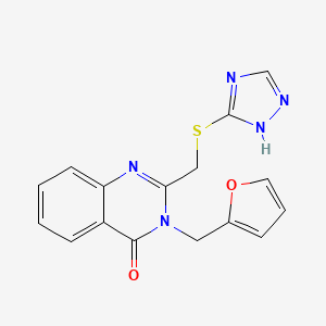 molecular formula C16H13N5O2S B7455769 3-(furan-2-ylmethyl)-2-(1H-1,2,4-triazol-5-ylsulfanylmethyl)quinazolin-4-one 