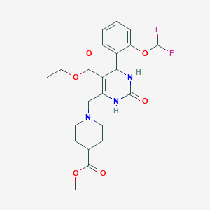 molecular formula C22H27F2N3O6 B7455772 ethyl 4-[2-(difluoromethoxy)phenyl]-6-[(4-methoxycarbonylpiperidin-1-yl)methyl]-2-oxo-3,4-dihydro-1H-pyrimidine-5-carboxylate 