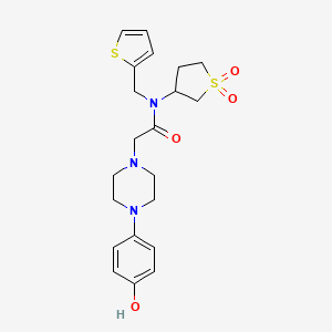 molecular formula C21H27N3O4S2 B7455797 N-(1,1-dioxothiolan-3-yl)-2-[4-(4-hydroxyphenyl)piperazin-1-yl]-N-(thiophen-2-ylmethyl)acetamide 