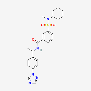 molecular formula C24H29N5O3S B7455815 3-[cyclohexyl(methyl)sulfamoyl]-N-[1-[4-(1,2,4-triazol-1-yl)phenyl]ethyl]benzamide 