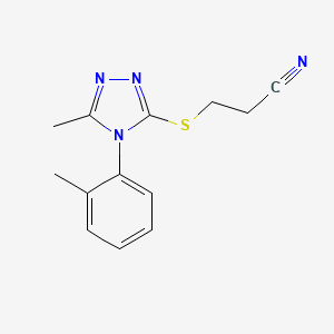 molecular formula C13H14N4S B7455841 3-[[5-Methyl-4-(2-methylphenyl)-1,2,4-triazol-3-yl]sulfanyl]propanenitrile 