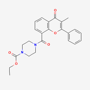 molecular formula C24H24N2O5 B7455875 ethyl 4-[(3-methyl-4-oxo-2-phenyl-4H-chromen-8-yl)carbonyl]piperazine-1-carboxylate 