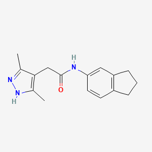 molecular formula C16H19N3O B7455902 N-(2,3-dihydro-1H-inden-5-yl)-2-(3,5-dimethyl-1H-pyrazol-4-yl)acetamide 