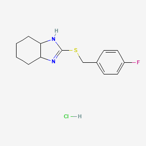 molecular formula C14H18ClFN2S B7455938 2-[(4-fluorophenyl)methylsulfanyl]-3a,4,5,6,7,7a-hexahydro-1H-benzimidazole;hydrochloride 