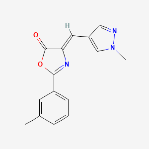 molecular formula C15H13N3O2 B7455946 (4Z)-2-(3-methylphenyl)-4-[(1-methylpyrazol-4-yl)methylidene]-1,3-oxazol-5-one 