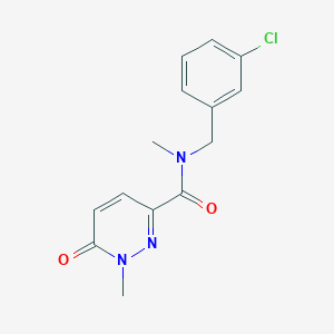 molecular formula C14H14ClN3O2 B7455949 N-[(3-chlorophenyl)methyl]-N,1-dimethyl-6-oxopyridazine-3-carboxamide 