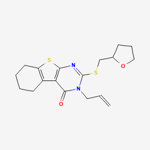 molecular formula C18H22N2O2S2 B7456010 2-(Oxolan-2-ylmethylsulfanyl)-3-prop-2-enyl-5,6,7,8-tetrahydro-[1]benzothiolo[2,3-d]pyrimidin-4-one 