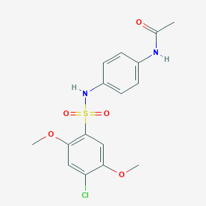 molecular formula C16H17ClN2O5S B7456037 N-(4-{[(4-chloro-2,5-dimethoxyphenyl)sulfonyl]amino}phenyl)acetamide 