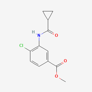 molecular formula C12H12ClNO3 B7456039 Methyl 4-chloro-3-cyclopropaneamidobenzoate 