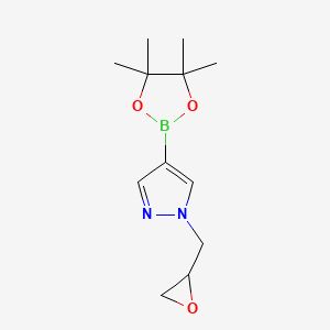 molecular formula C12H19BN2O3 B7456082 1-[(oxiran-2-yl)methyl]-4-(tetramethyl-1,3,2-dioxaborolan-2-yl)-1H-pyrazole 