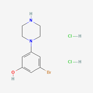 molecular formula C10H15BrCl2N2O B7456096 3-Bromo-5-(piperazin-1-yl)phenol dihydrochloride 