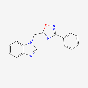 molecular formula C16H12N4O B7456136 1-[(3-phenyl-1,2,4-oxadiazol-5-yl)methyl]-1H-benzimidazole 