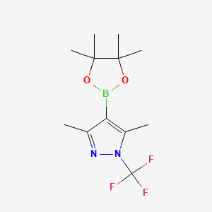 molecular formula C12H18BF3N2O2 B7456137 3,5-Dimethyl-4-(4,4,5,5-tetramethyl-1,3,2-dioxaborolan-2-yl)-1-(trifluoromethyl)-1H-pyrazole 