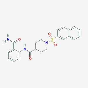 molecular formula C23H23N3O4S B7456142 N-(2-carbamoylphenyl)-1-(naphthalen-2-ylsulfonyl)piperidine-4-carboxamide 