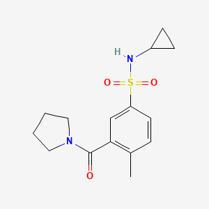 molecular formula C15H20N2O3S B7456149 N-cyclopropyl-4-methyl-3-(pyrrolidin-1-ylcarbonyl)benzenesulfonamide 